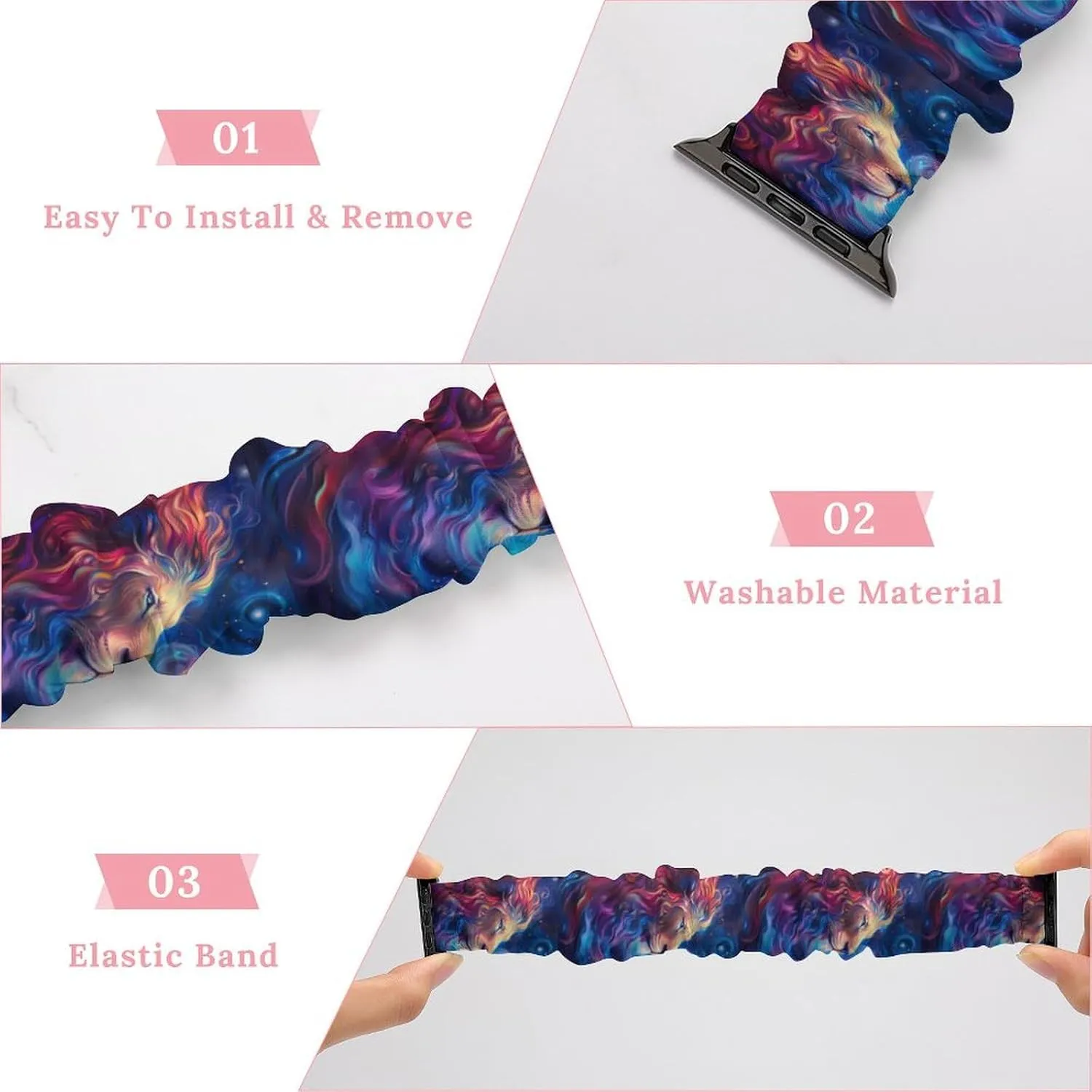 Soft Wristband Sport Replacement Band Compatible with IWatch Colorful Lion get intermediate afield Watch Band Elastic Watch Strap 