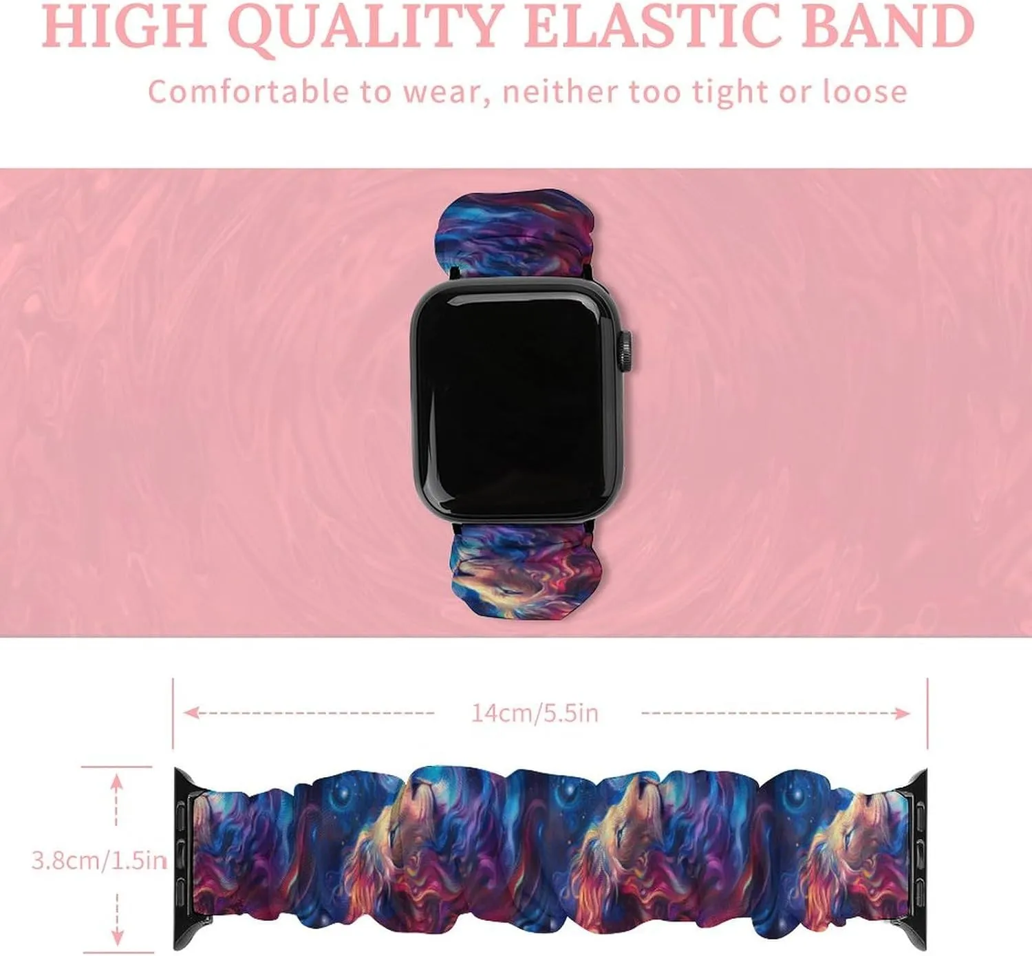 Soft Wristband Sport Replacement Band Compatible with IWatch Colorful Lion get intermediate afield Watch Band Elastic Watch Strap 