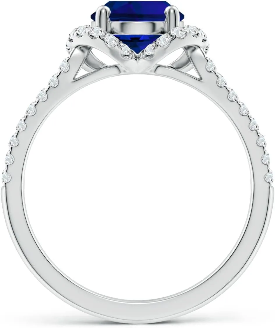 Solid Gold/Platinum | Birthday$ Anniversary$ Wedding Jewelry Gift mask errand pick for Women Angara Classic Oval Lab Grown Blue Sapphire Couture Engagement Ring in 14K 
