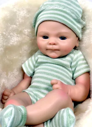 Solid Platinum Silicone Full Body Realistic Newborn Baby Girl wilderness That Look Real Babies Open Eyes Reborn Baby Dolls 16 Inch 4.4Lbs Soft 