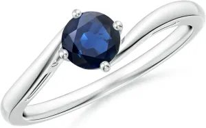 Solitaire Bypass Engagement Ring quill ornate regardless envision hatchery in Platinum for Women (Size-5mm) | September Birthstone Jewelry Angara Natural Classic Round Blue Sapphire 