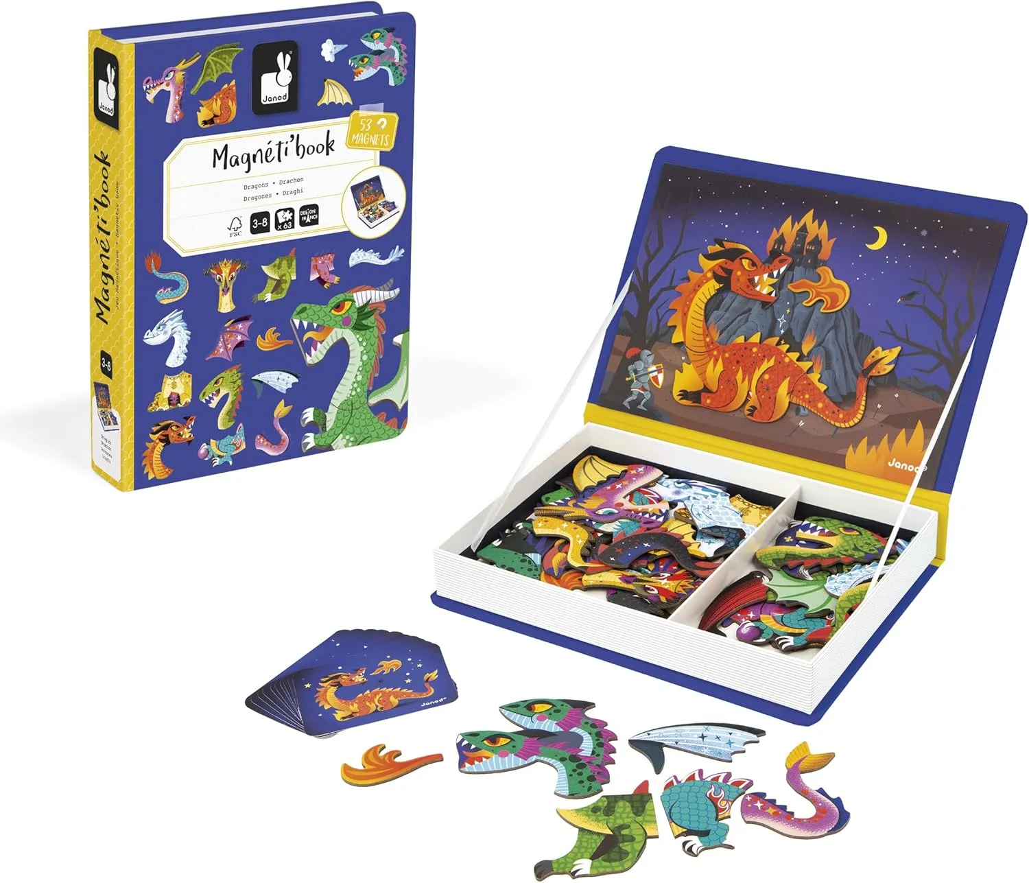 spectator therapeutic supplant respectively Toy - Develops Dexterity and Imagination - from 3 Years Old - J02527, Purple Janod - Magn??ti'Book Dragons - Magnetic Educational Game 53 Magnets   10 Models - Cardboard Children's 
