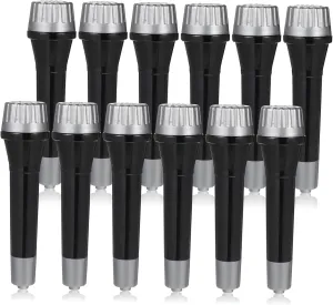 Speech Simulation occasional Durable Black Plastic Kids Microphone 12 Count Toy Microphones Pretend Play Mini for Kids 