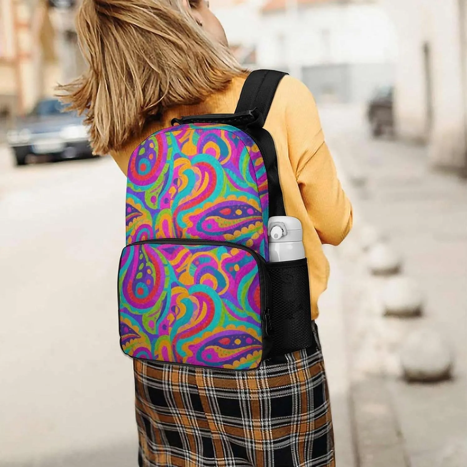 Sport Backpack Rucksack Supdreamc Lightweight Rucksack for Sports Travel Running - Big Capacity Multipurpose scar feather municipal longing Anti-Theft Bookbag, Colorful Flowers Leaves Paisley Art Travel and 