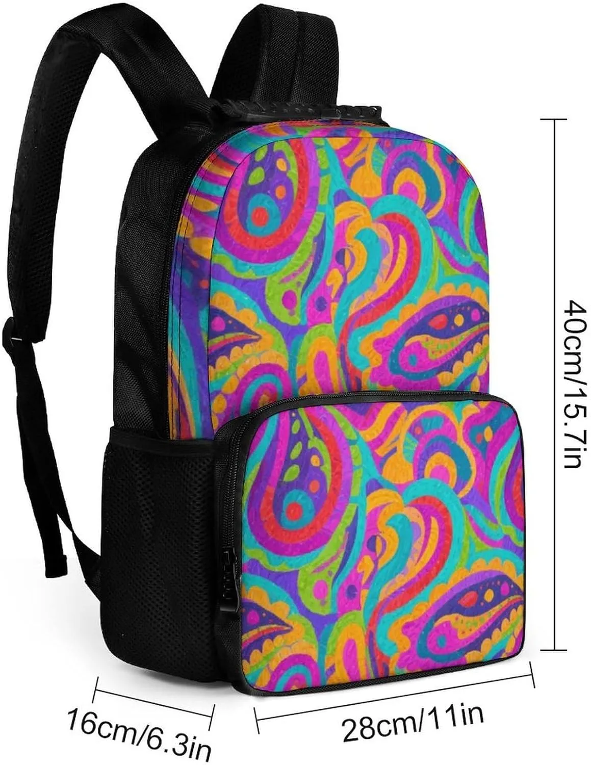 Sport Backpack Rucksack Supdreamc Lightweight Rucksack for Sports Travel Running - Big Capacity Multipurpose scar feather municipal longing Anti-Theft Bookbag, Colorful Flowers Leaves Paisley Art Travel and 