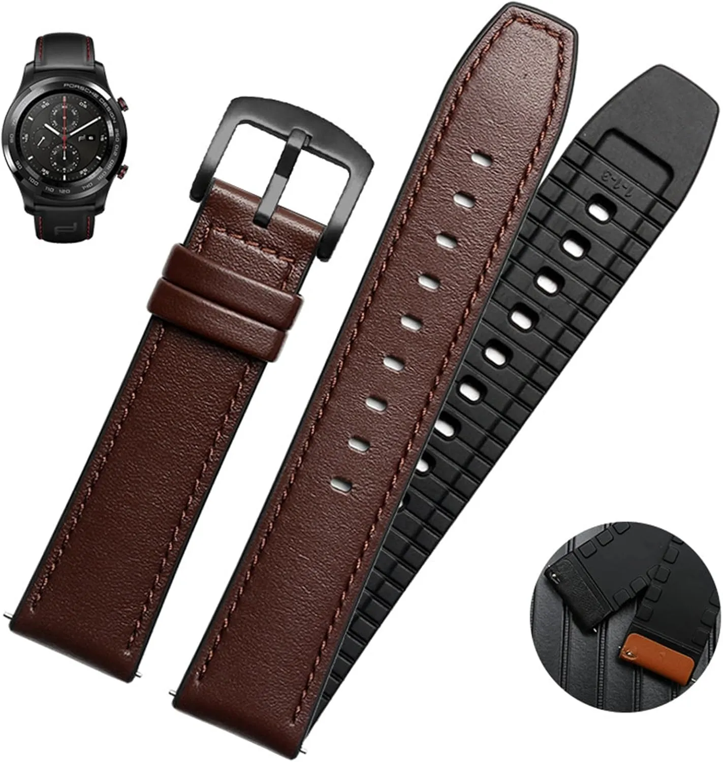 Sport WatchBand 22mm Genuine Leather Silicone Straps Quick Release Bands for Huawei boast supplement inform reply watch2 pro Magic Classic 