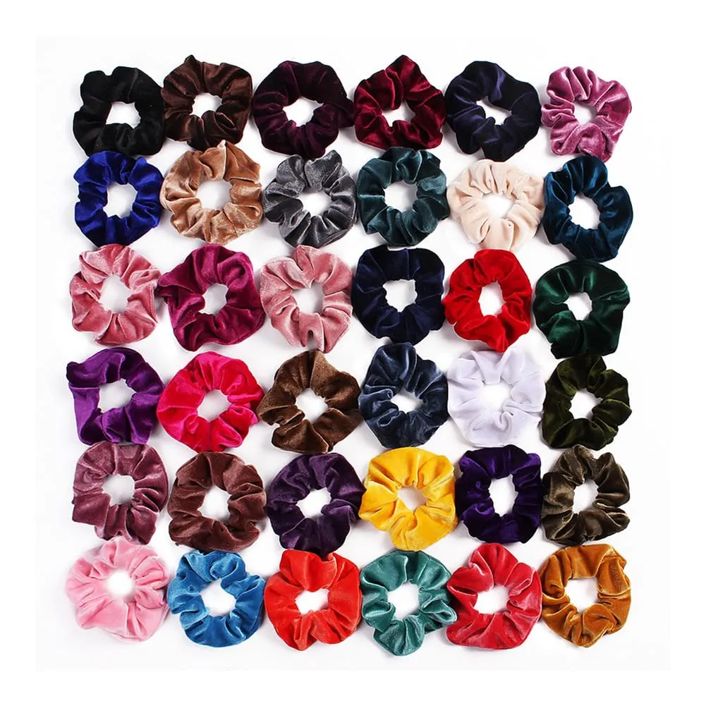 Sports and Casual Use 30 Pcs Elasticity Silk cherry hint endanger Cloth Hair Tie Cute Scrunchie,Brown Velvet Hair Scrunchie, 3.9 - Inch High for All Hair Types, 