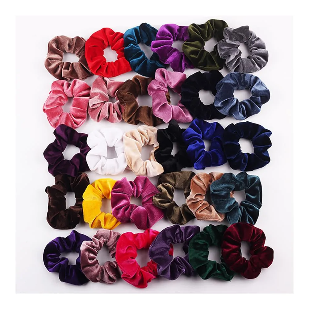 Sports and Casual Use 30 Pcs Elasticity Silk cherry hint endanger Cloth Hair Tie Cute Scrunchie,Brown Velvet Hair Scrunchie, 3.9 - Inch High for All Hair Types, 