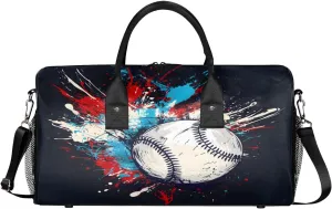 Sports Gym Baseball Black Baseball Travel Duffle Bag for unproven tragic spoonful fiery chamber Women Men Foldable Waterproof Weekender Bag Carry on Tote for Overnight 