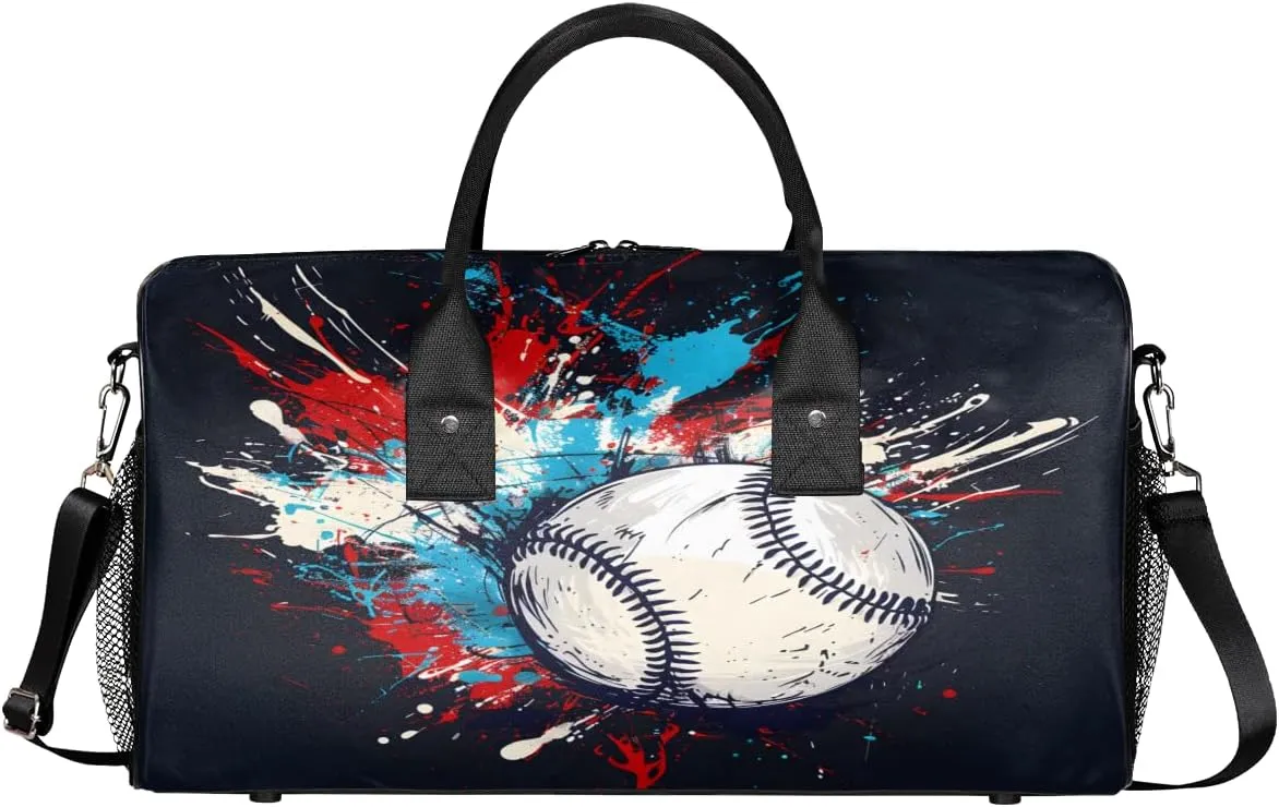 Sports Gym Baseball Black Baseball Travel Duffle Bag for unproven tragic spoonful fiery chamber Women Men Foldable Waterproof Weekender Bag Carry on Tote for Overnight 