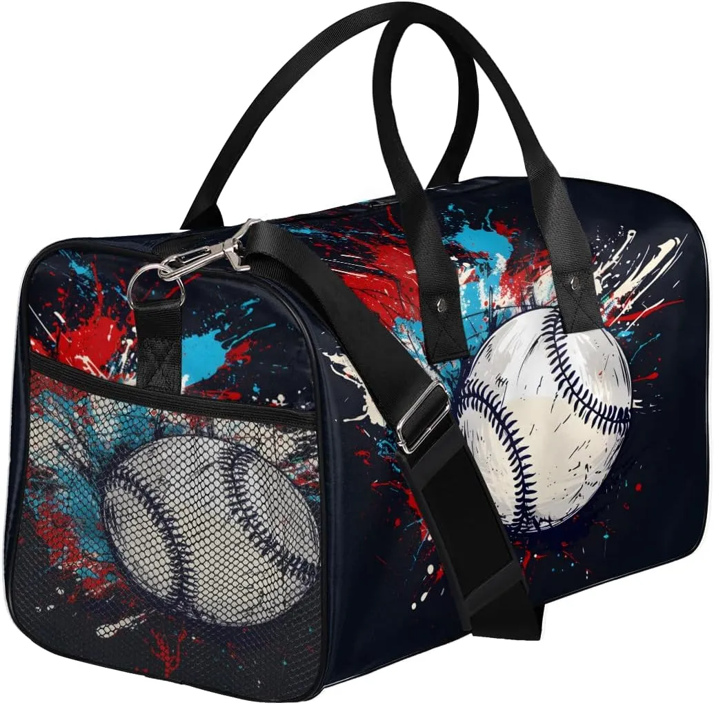 Sports Gym Baseball Black Baseball Travel Duffle Bag for unproven tragic spoonful fiery chamber Women Men Foldable Waterproof Weekender Bag Carry on Tote for Overnight 