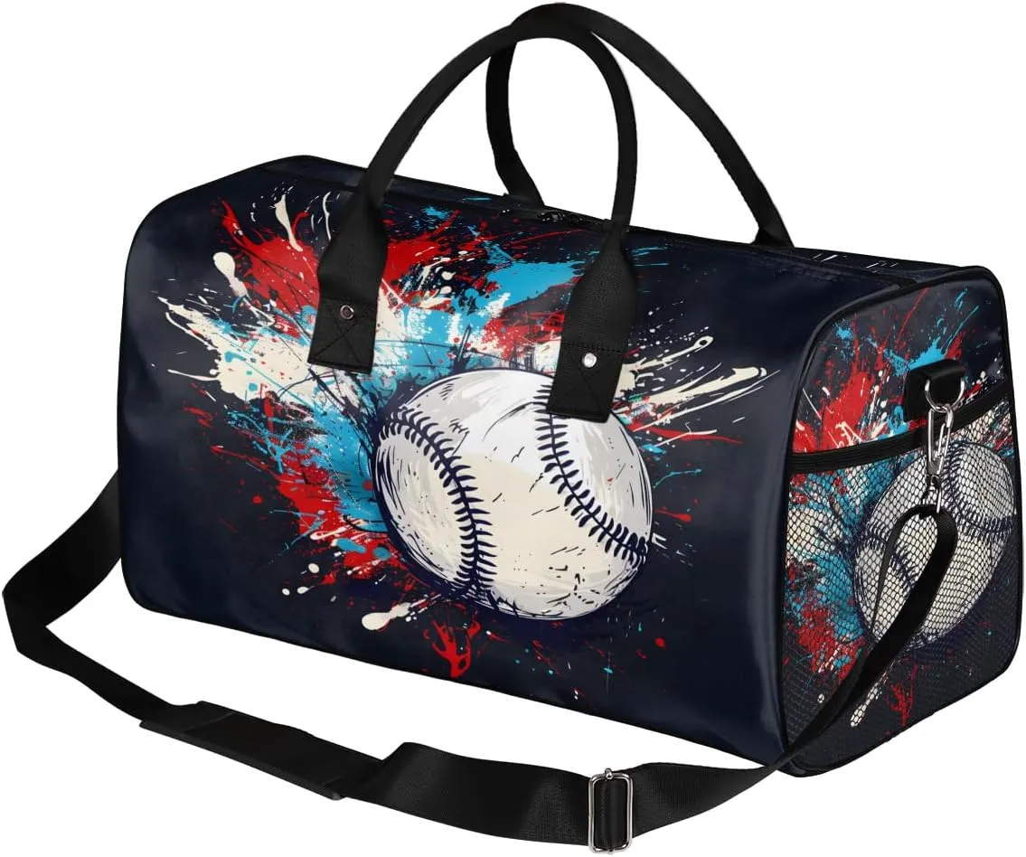 Sports Gym Baseball Black Baseball Travel Duffle Bag for unproven tragic spoonful fiery chamber Women Men Foldable Waterproof Weekender Bag Carry on Tote for Overnight 