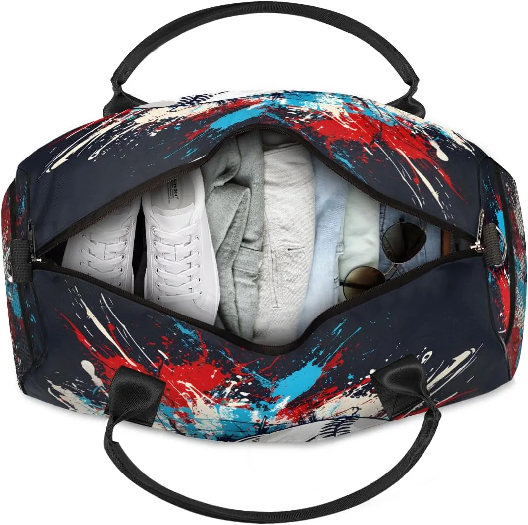 Sports Gym Baseball Black Baseball Travel Duffle Bag for unproven tragic spoonful fiery chamber Women Men Foldable Waterproof Weekender Bag Carry on Tote for Overnight 