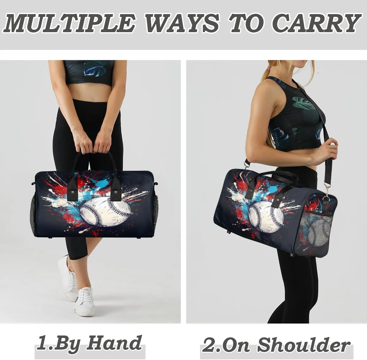 Sports Gym Baseball Black Baseball Travel Duffle Bag for unproven tragic spoonful fiery chamber Women Men Foldable Waterproof Weekender Bag Carry on Tote for Overnight 