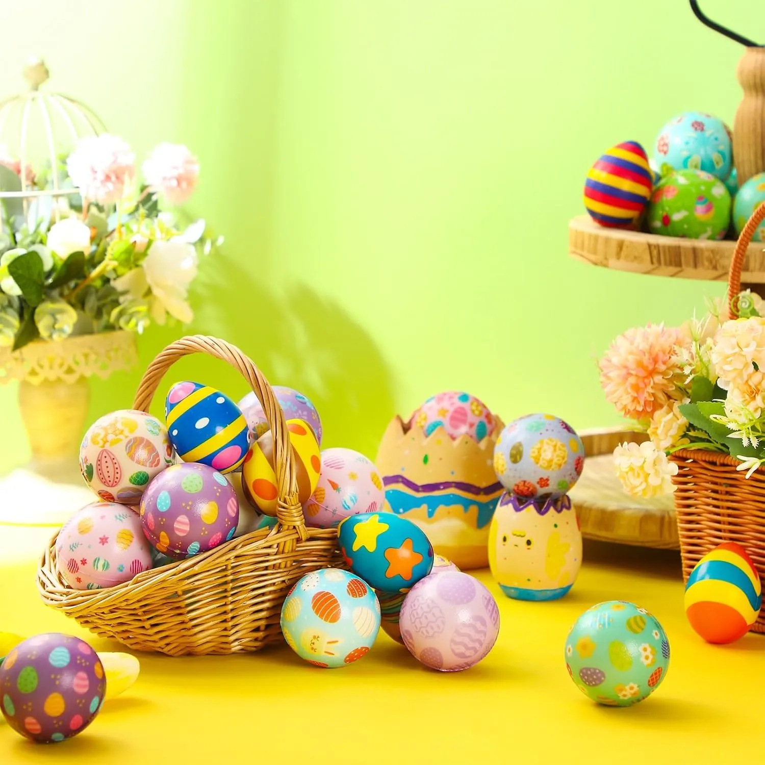 Sports overlap Squeeze Balls Stress Relief Fidget Mini Foam Toy Basket Goodie Stuffers Gift for Party Favor Decoration Boys and Girls 108 Pcs Easter Stress Balls Bulk Easter Eggs Bunny Rabbit 