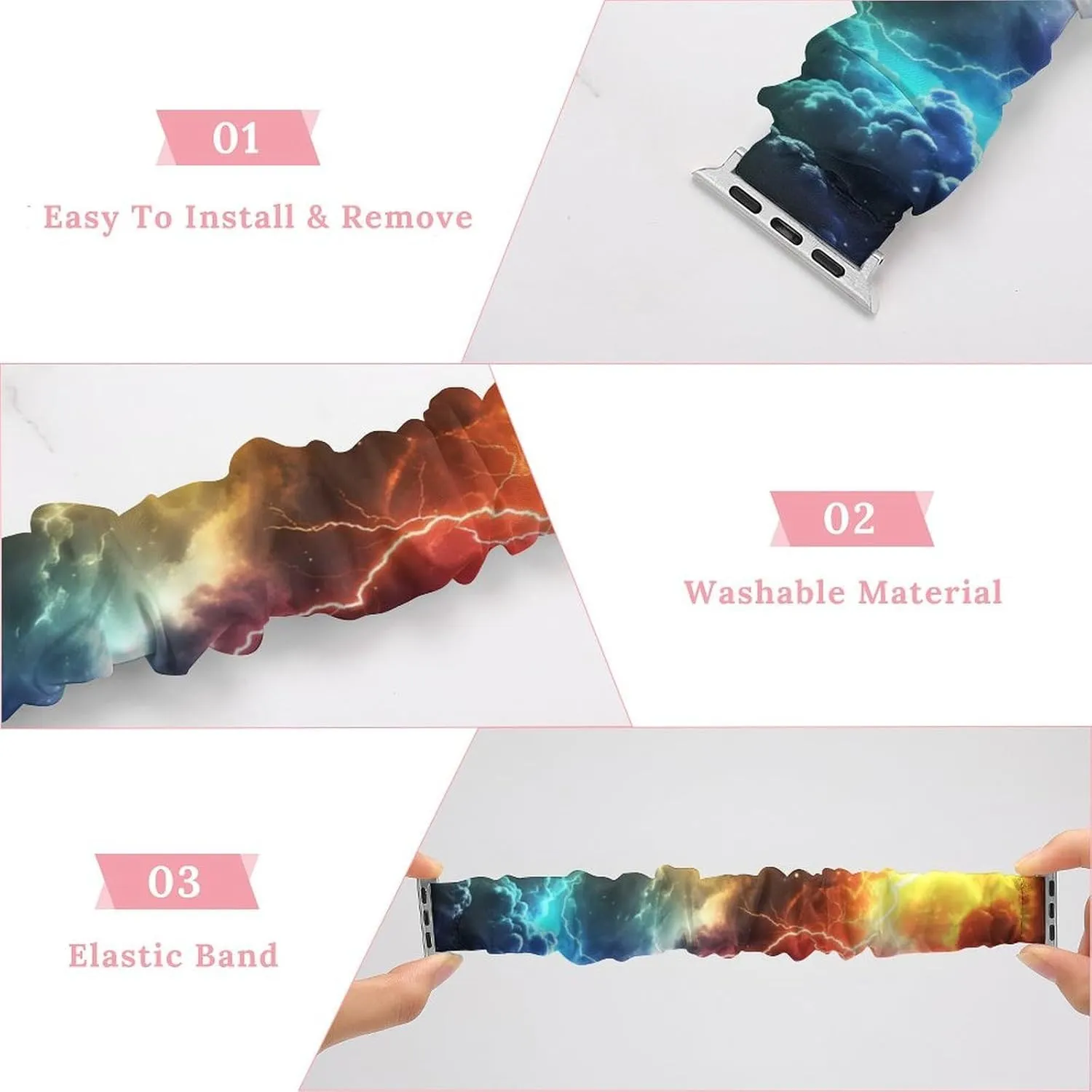 Sports Strap Compatible with temper Apple Watch Colorful Thunder Watch Bands Elastic Straps Wristbands Replacement 