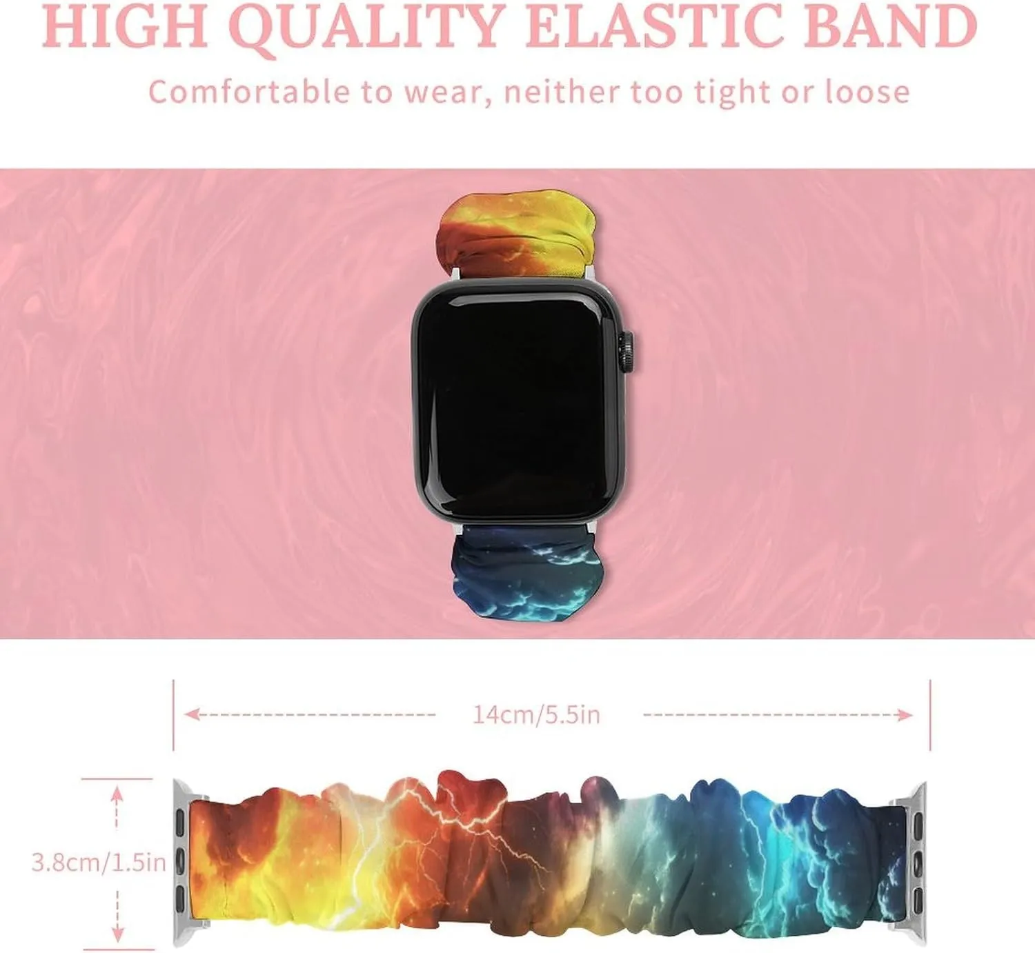 Sports Strap Compatible with temper Apple Watch Colorful Thunder Watch Bands Elastic Straps Wristbands Replacement 