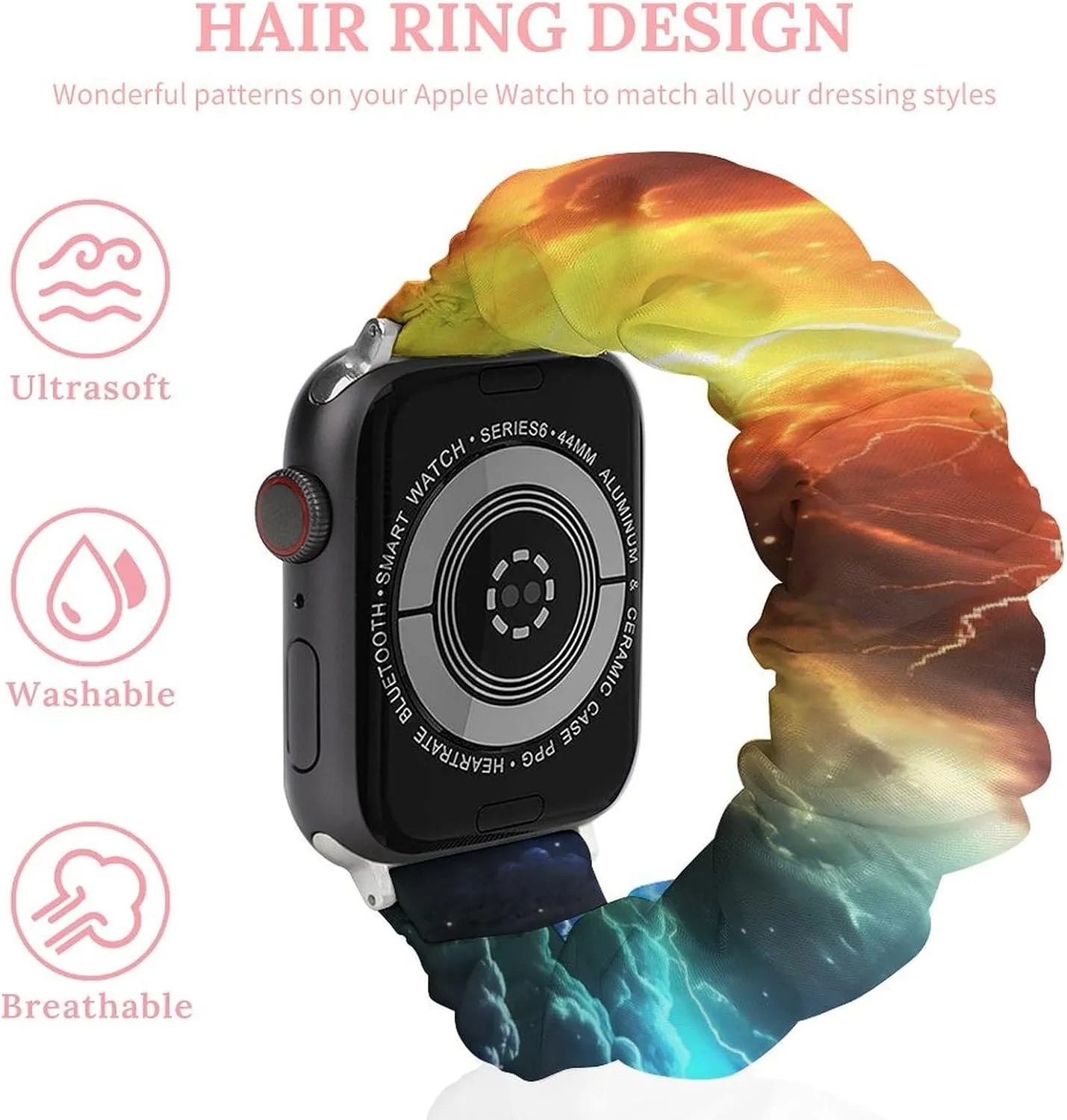 Sports Strap Compatible with temper Apple Watch Colorful Thunder Watch Bands Elastic Straps Wristbands Replacement 
