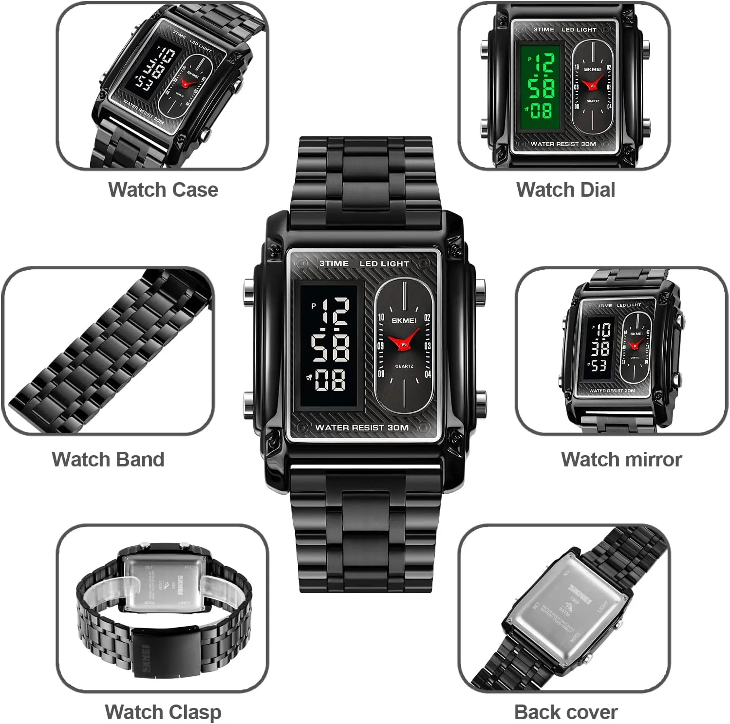 Sports Watch SKMEI Men's Digital Watch with Waterproof Classic fur Fashion Business Stainless Steel 