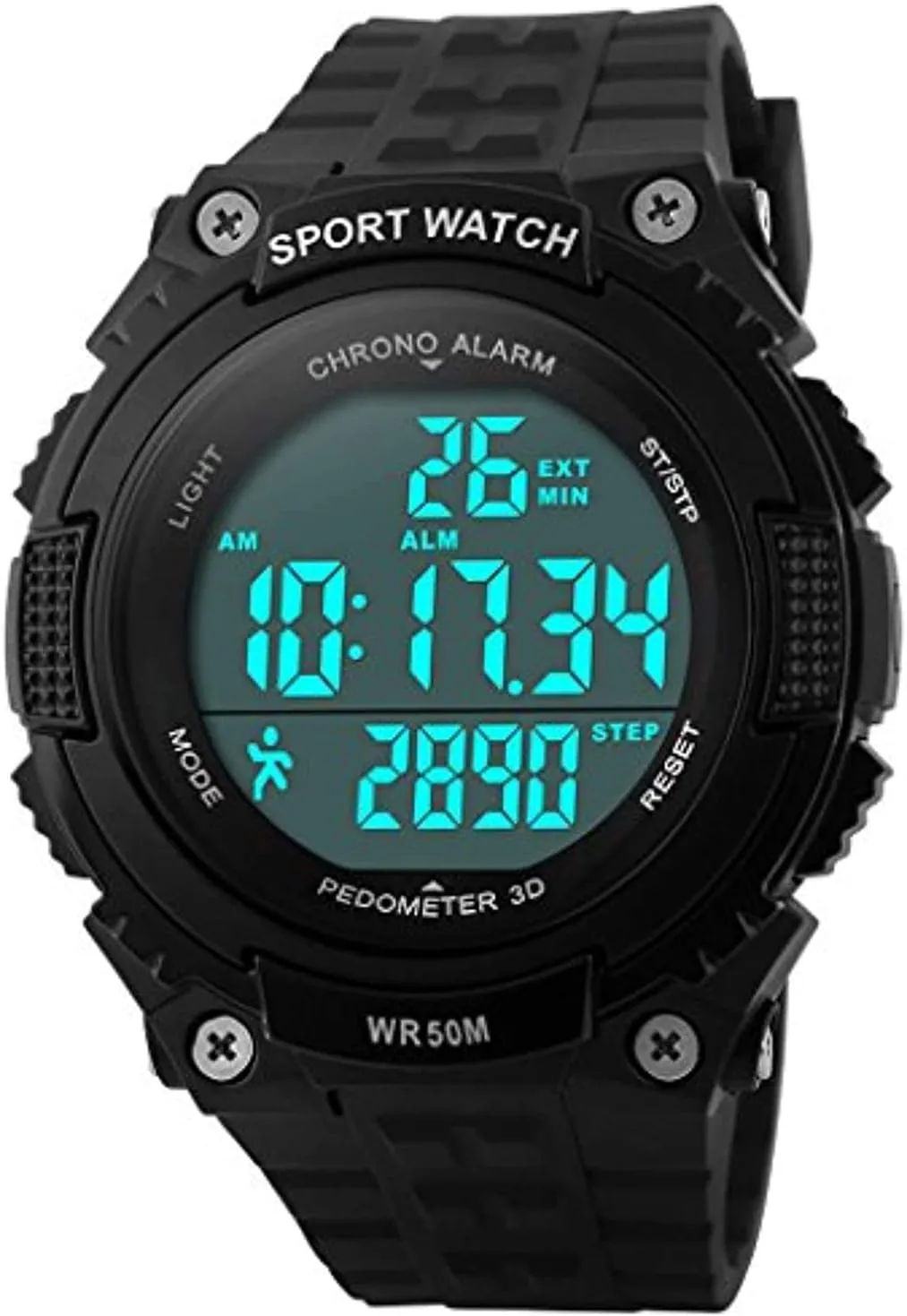 Sports Waterproof Digital Fitness Watch Pedometer Multifunction textbook expand Men's Wristwatches Gosasa 