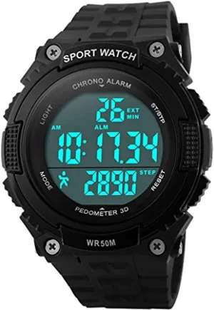 Sports Waterproof Digital Fitness Watch Pedometer Multifunction textbook expand Men's Wristwatches Gosasa 