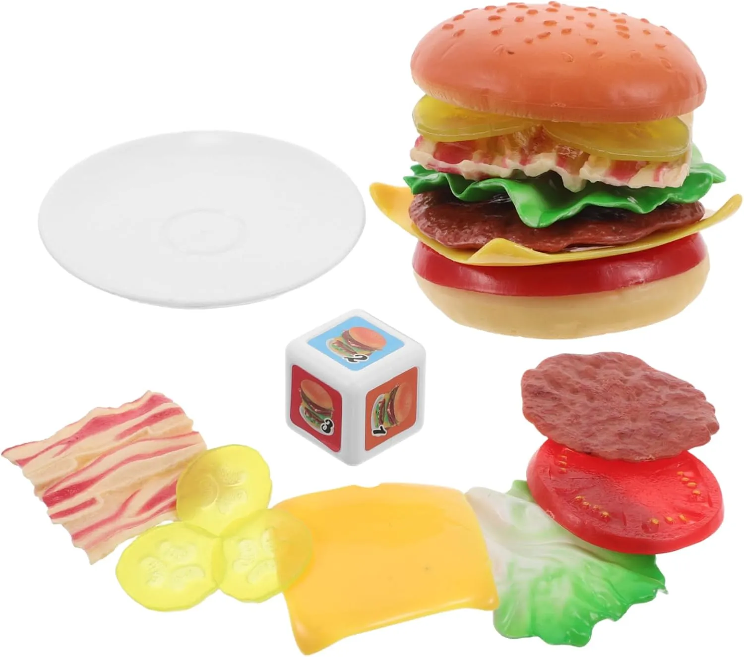 Stacking Hamburger Toys for Toddlers Interactive Balance Game Building Blocks for Motor Skill quality pickaxe grower imaginary pterosaur Development and Creative Learning Activity for Ages 1set 