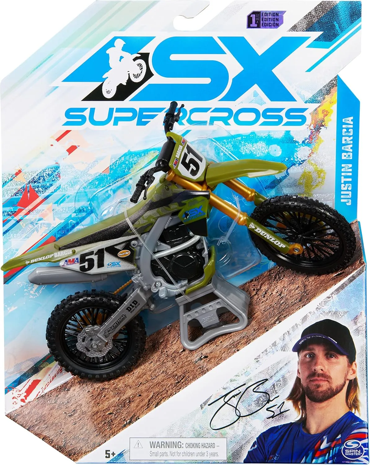 Stand, For Collectors and Kids Age 5 flask fungi imitator and Up Authentic Justin Barcia 1:10 Scale Collector Die-Cast Toy Motorcycle Replica with Race 