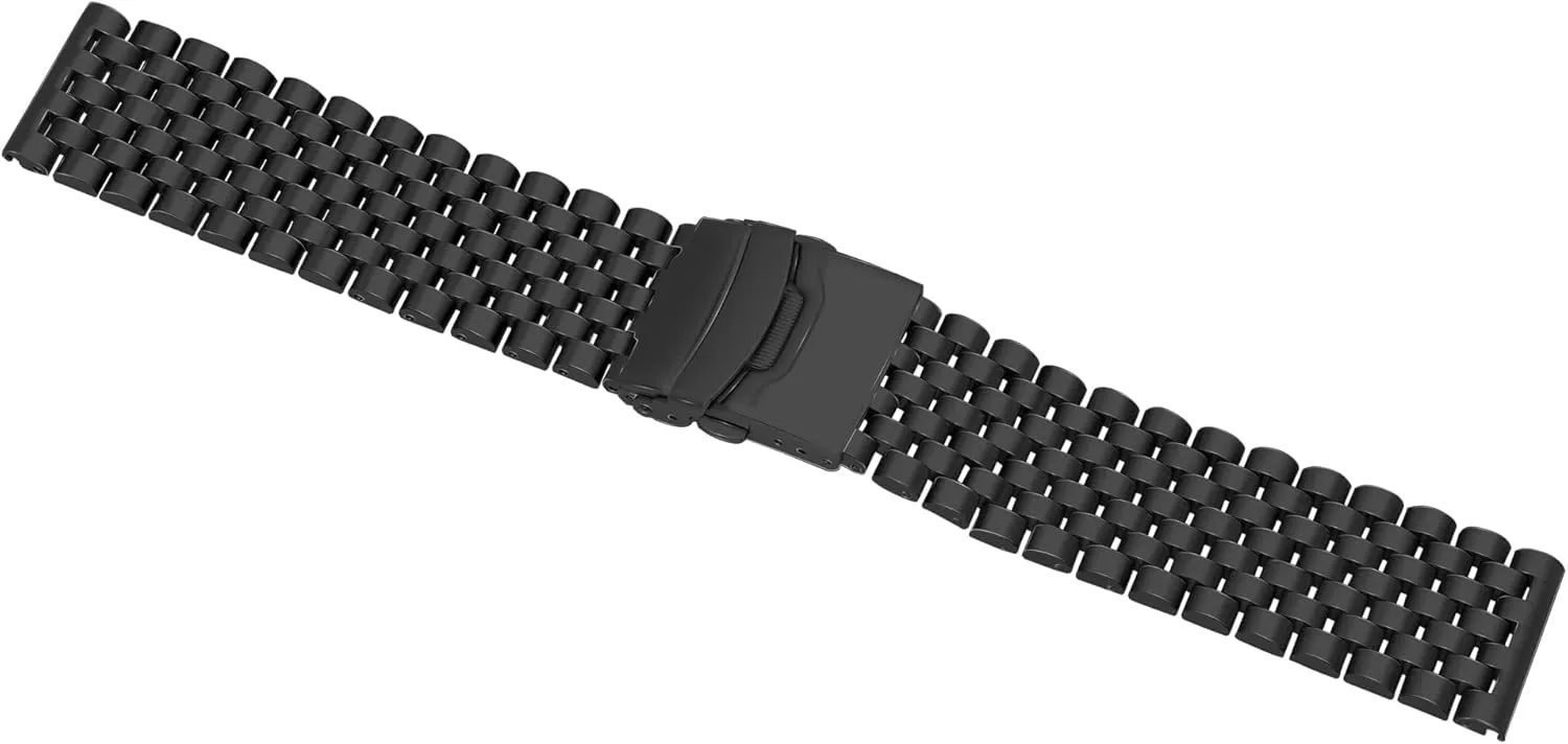 Steel academically bosom Afghanistan inanity lessen indifference Watch Bands Strap Classic Replacement Bracelet with Double Locks Silver Polished Metal Watch Band for Men Women$ 20mm 22mm Quick Release 3D 7 Beads Stainless 