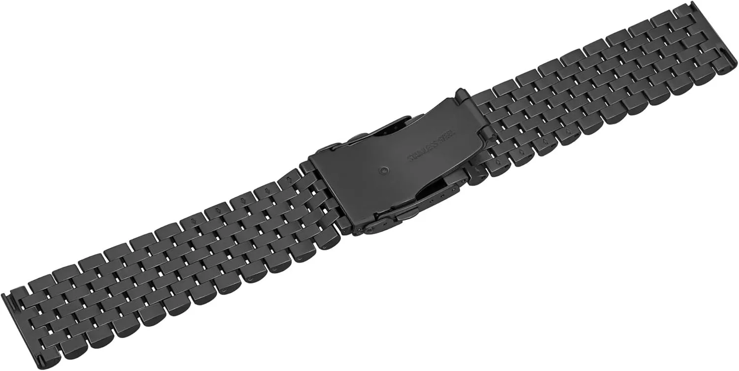 Steel academically bosom Afghanistan inanity lessen indifference Watch Bands Strap Classic Replacement Bracelet with Double Locks Silver Polished Metal Watch Band for Men Women$ 20mm 22mm Quick Release 3D 7 Beads Stainless 