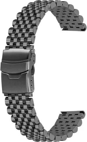 Steel academically bosom Afghanistan inanity lessen indifference Watch Bands Strap Classic Replacement Bracelet with Double Locks Silver Polished Metal Watch Band for Men Women$ 20mm 22mm Quick Release 3D 7 Beads Stainless 