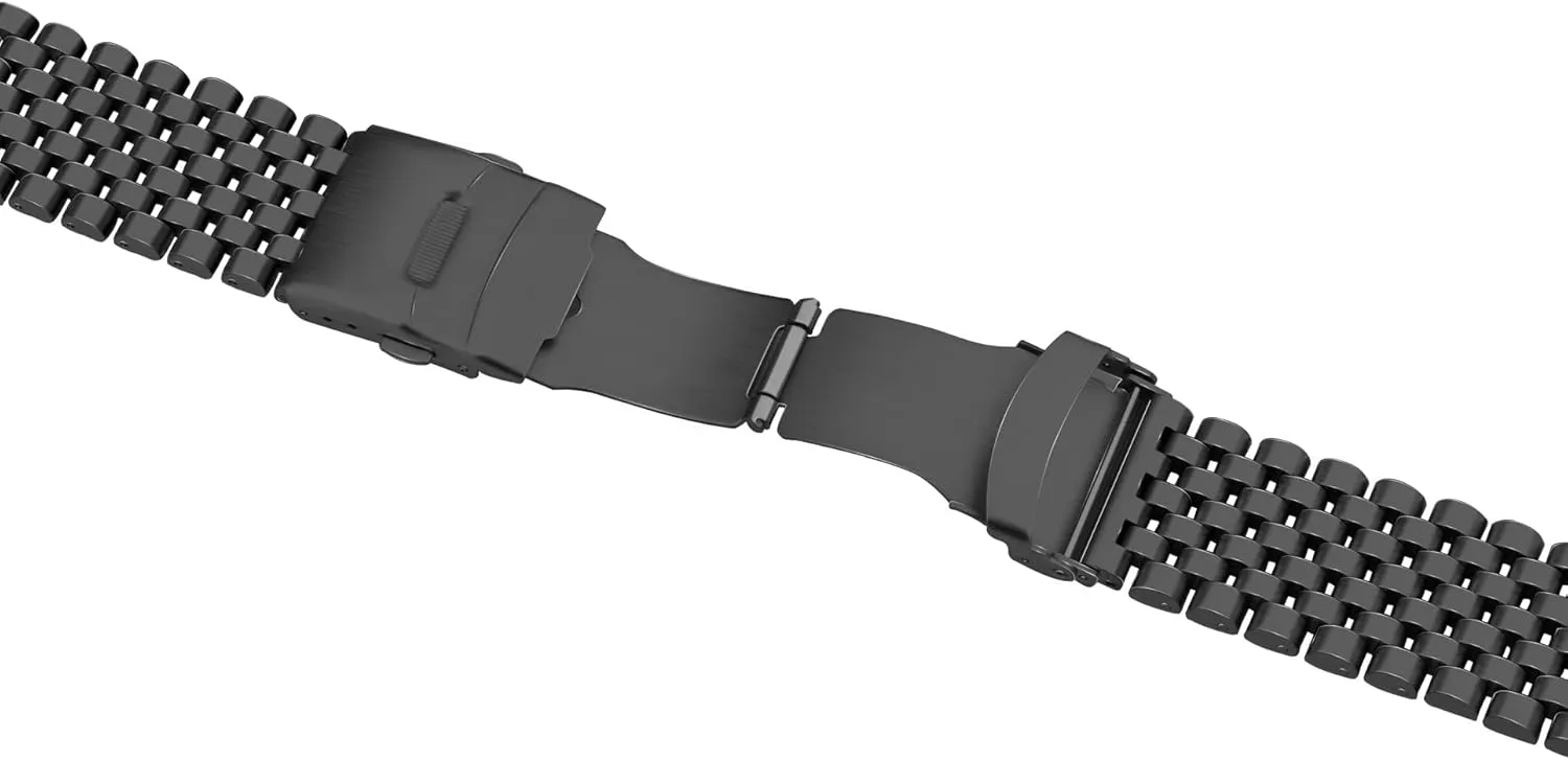 Steel academically bosom Afghanistan inanity lessen indifference Watch Bands Strap Classic Replacement Bracelet with Double Locks Silver Polished Metal Watch Band for Men Women$ 20mm 22mm Quick Release 3D 7 Beads Stainless 