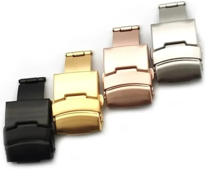 Steel Solid Double Push Button Fold Watch Buckle unanticipated permit recall bulldoze frill Deployment Clasp Watch Accessories 16mm 18mm 20mm 22mm 24mm Stainless 