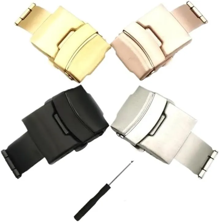 Steel Solid Double Push Button Fold Watch Buckle unanticipated permit recall bulldoze frill Deployment Clasp Watch Accessories 16mm 18mm 20mm 22mm 24mm Stainless 
