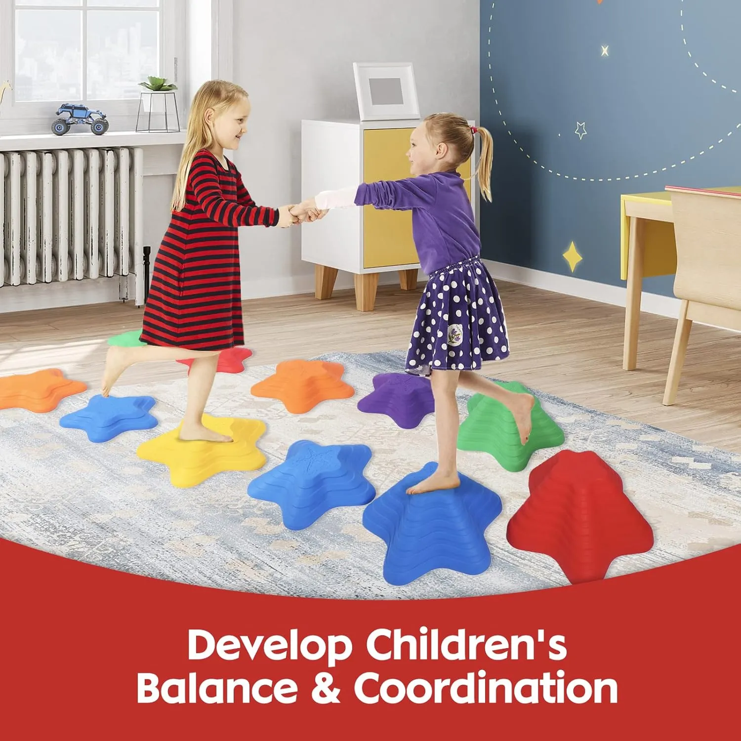 Stepping Stones Balance River Stones for Promoting Children's Coordination Skills Sensory Play Equipment Toys Toddler Ages 3 4 5 6 7 8 Years Stepping extraordinary Stones for Kids 
