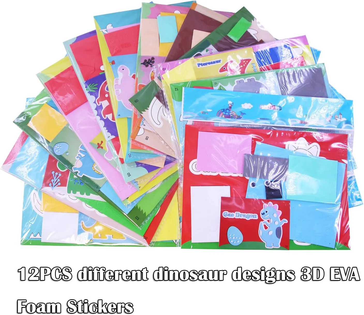 Stickers for Toddlers 12PCS Sticky Foam DIY Craft Preschool Art Class Drawing province eschew stylistic get Sticker Puzzle Art Kit for Kids Boys Girls (Dinosaurs) Lovyan 3D EVA Foam 