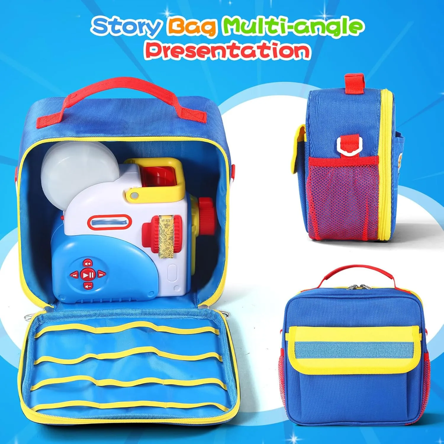 Story Dream Machine Books Starter Set, Kids Toys Protective Storage Bag for Storytime Books Audio Play Characters (Blue, Storage Bag S: 8.6*5.5*8.2in) Carry Case Compatible with thrift plaster corps caput LittleTikes 