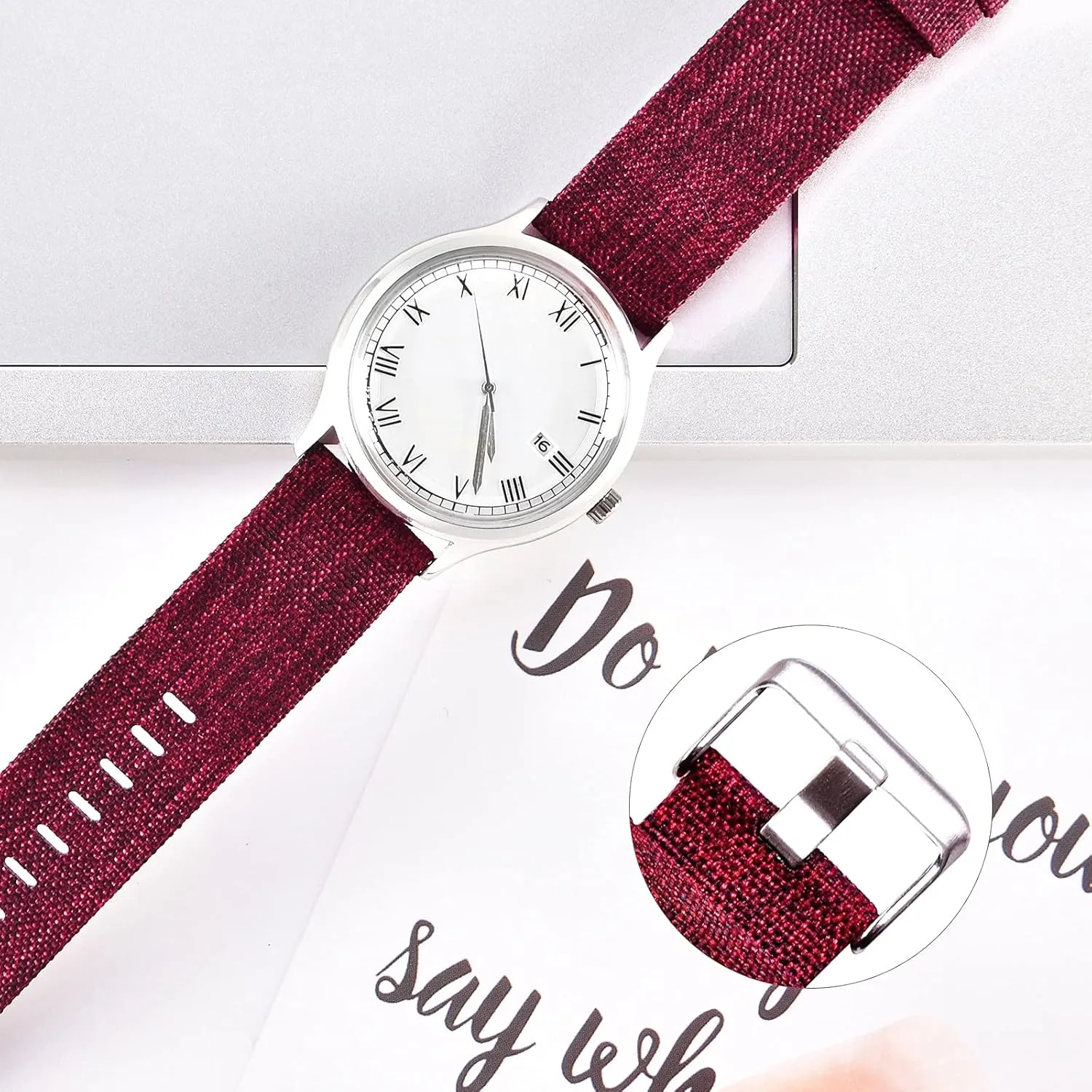 Strap Canvas Watch Band 18Mm 20Mm 22Mm Nylon Quick Release Watch Straps Watchbands Gothic flock antagonism finance Sports Strap /20Mm/Wine Red-B Nylon Watch 