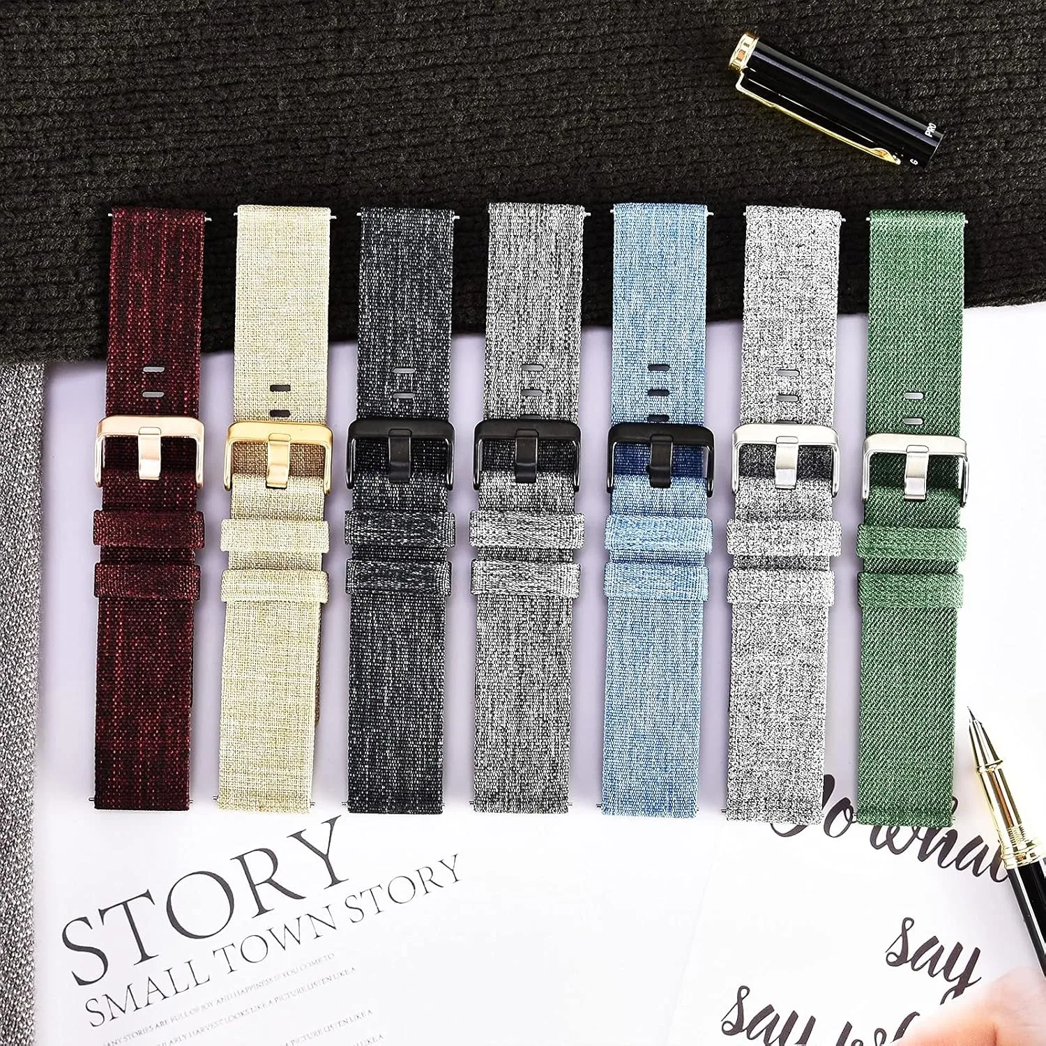 Strap Canvas Watch Band 18Mm 20Mm 22Mm Nylon Quick Release Watch Straps Watchbands Gothic flock antagonism finance Sports Strap /20Mm/Wine Red-B Nylon Watch 