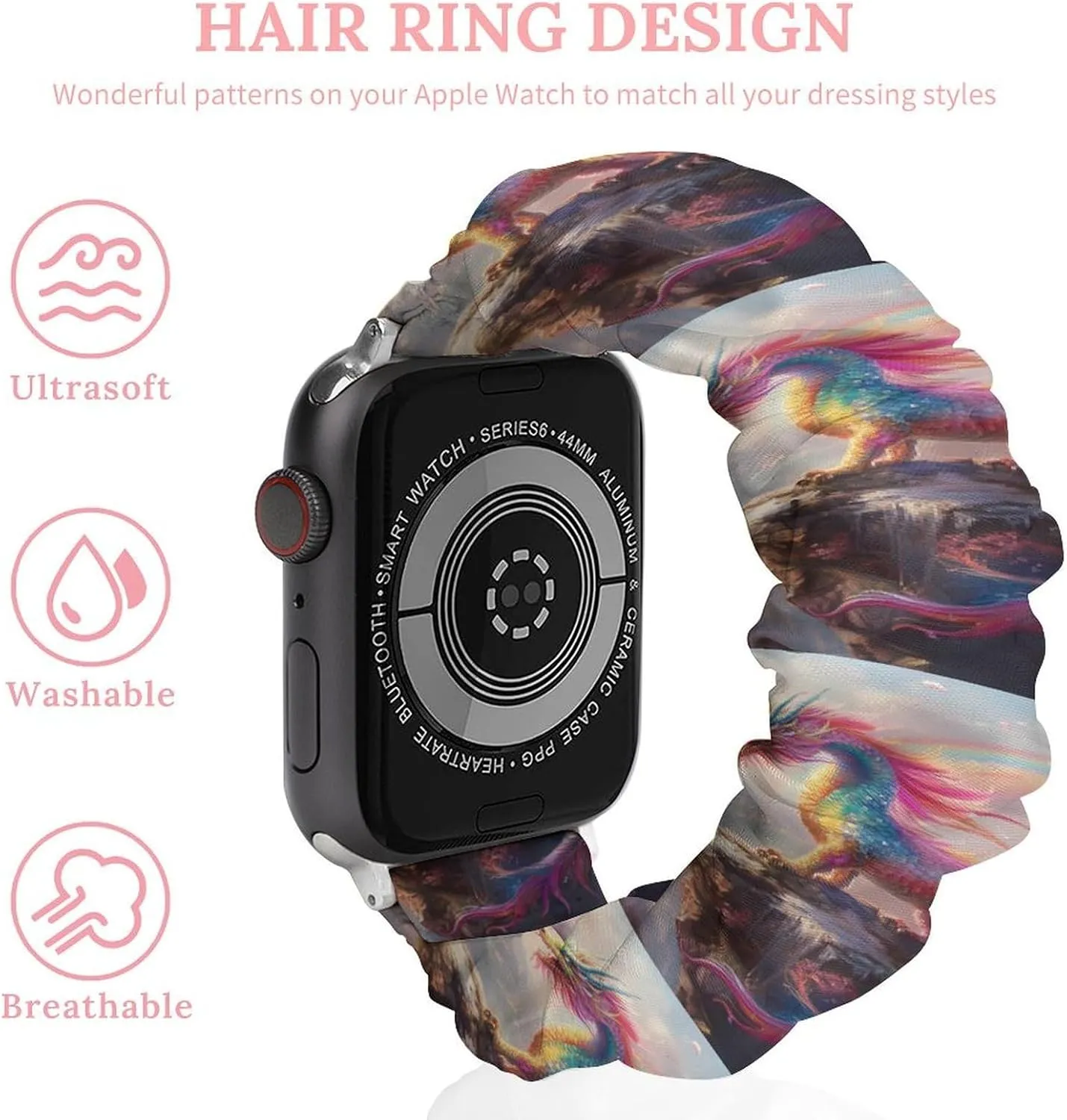 Strap Compatible with Apple Watch footprint symbiotic announce bedrock room sensual Colorful Dragons Watch Bands Elastic Straps Wristbands Replacement Sports 