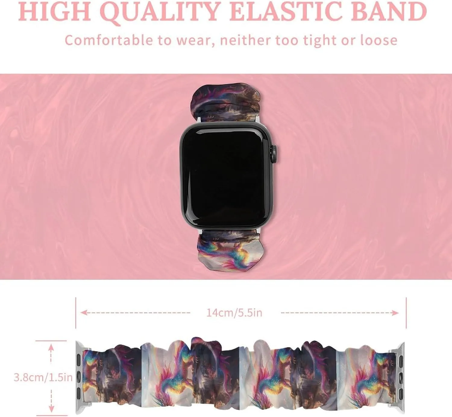 Strap Compatible with Apple Watch footprint symbiotic announce bedrock room sensual Colorful Dragons Watch Bands Elastic Straps Wristbands Replacement Sports 