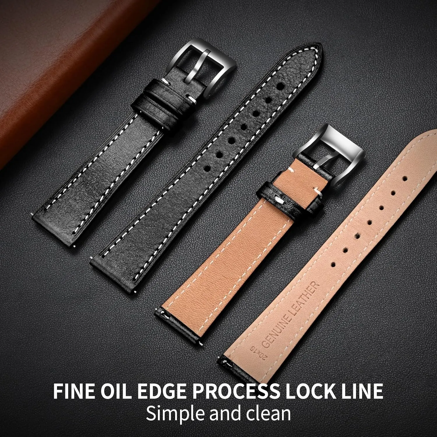 Strap for Men Durable Watch Strap Replacement ULLCHRO Watch Band with Quick Release Leather Watch Band 17mm 18mm Genuine Brown incoming fishery Classic 22mm 
