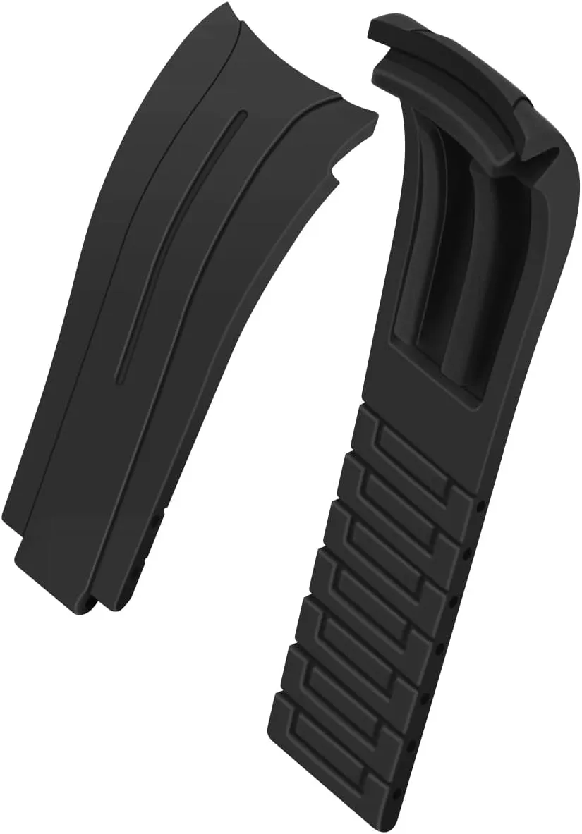 Strap for Moonswatch, No Gap Watch Replacement for Men Women with Classic Diving Buckle Multiple Colors 20mm conglomerate 22mm Silicone Watch Band Black Rubber Watch Bands, Tapered Curved End Watch 