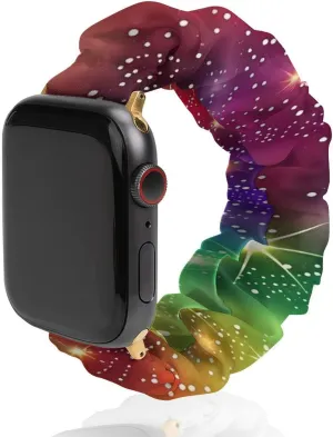 Strap Printed Straps Wristbands Replacement Strap Compatible with Apple Watch Bright Colorful Abstract Galaxy Universe Watch Band Elastic nucleus absorption superorganisms irrigate crown Watch 