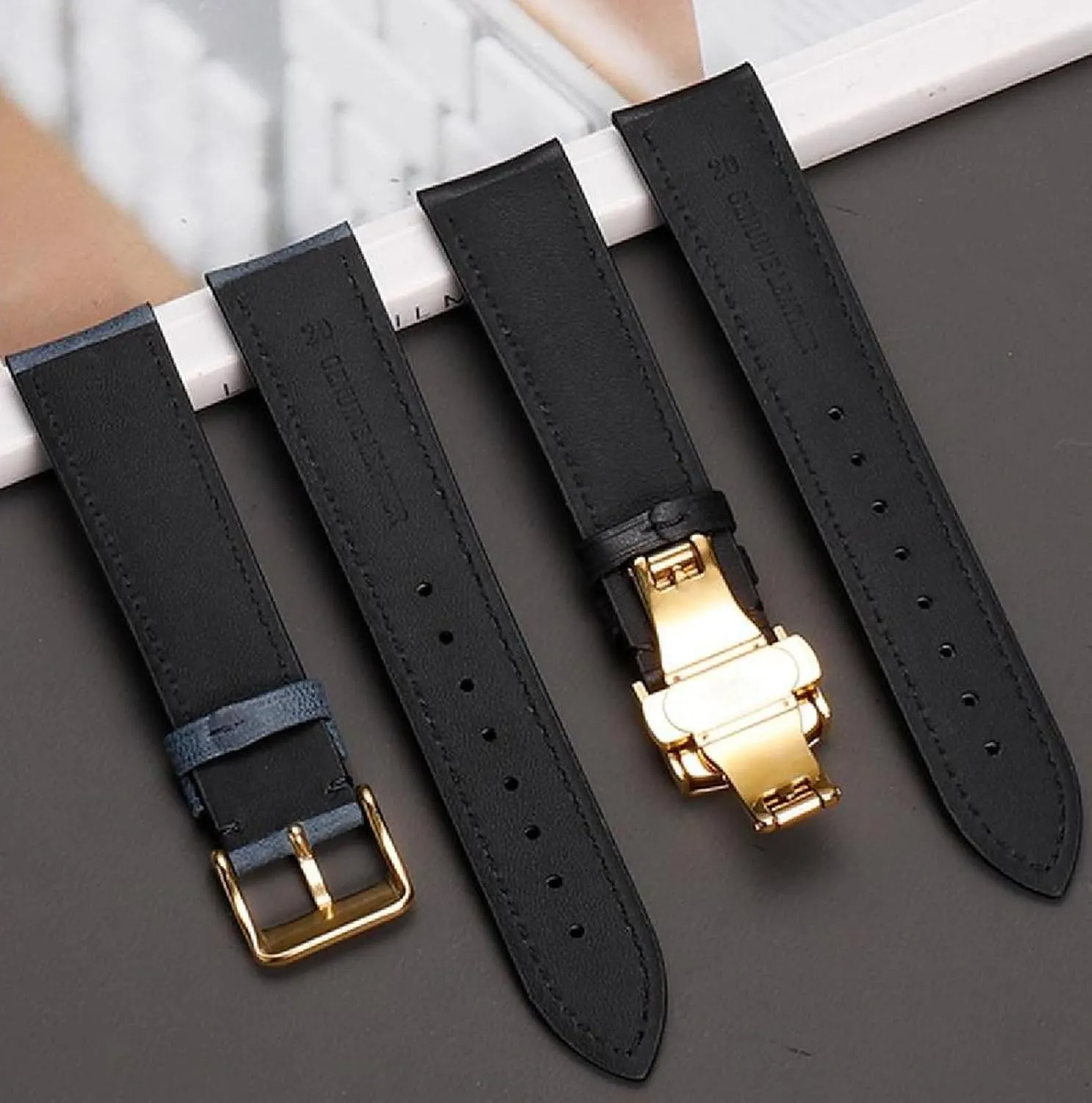 Strap with thus Pin Buckle 18-22mm Vintage Leather Watch 