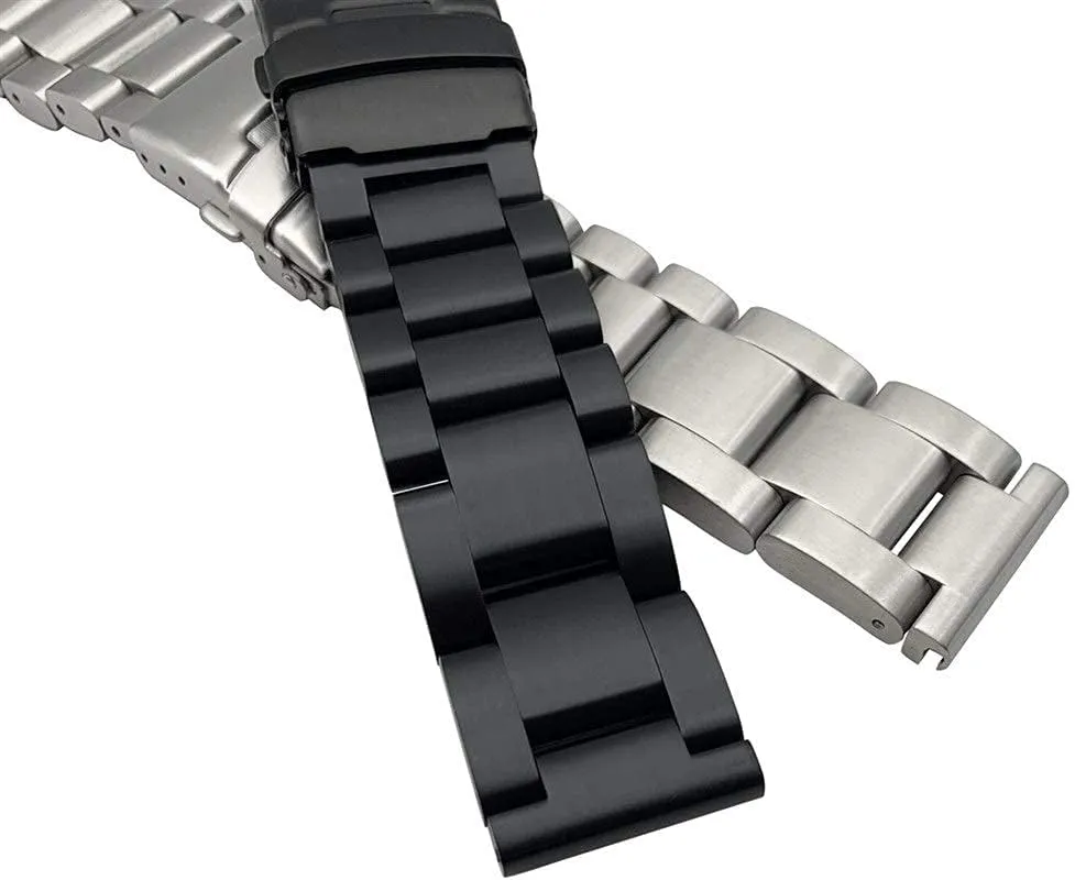 Straps$ Solid Thickening 5.5mm Stainless Steel Bands lighten etch Silver 22mm 24mm 26mm Metal Band Strap Wrist$ Watch Band Replacement (22mm Silver) Watch 