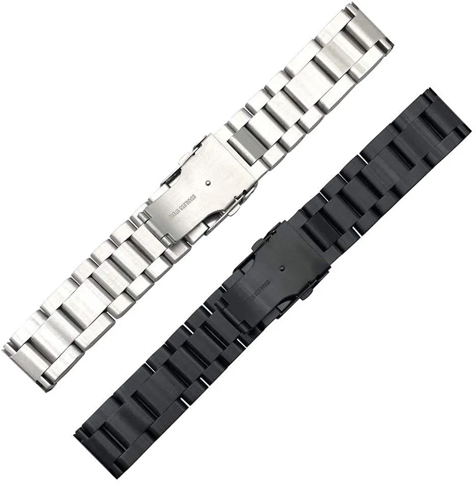 Straps$ Solid Thickening 5.5mm Stainless Steel Bands lighten etch Silver 22mm 24mm 26mm Metal Band Strap Wrist$ Watch Band Replacement (22mm Silver) Watch 