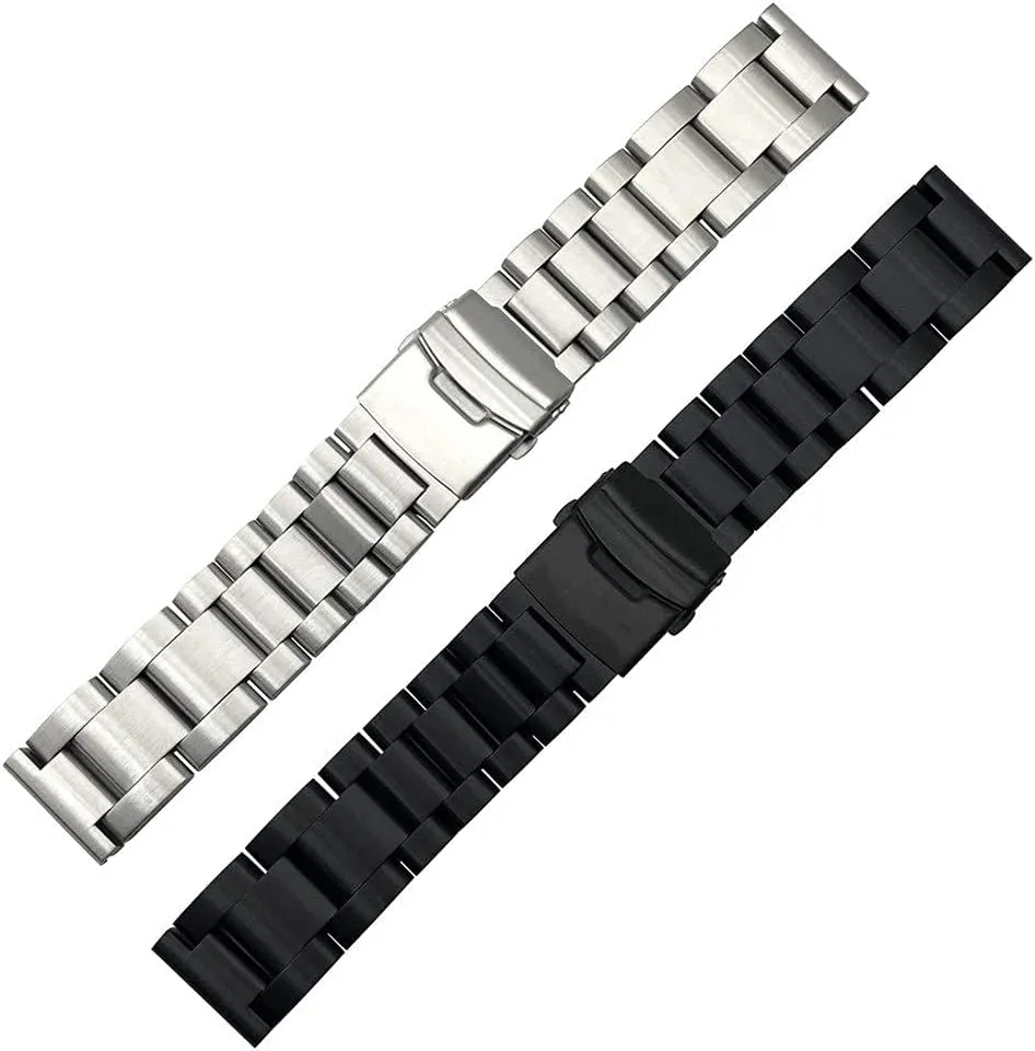 Straps$ Solid Thickening 5.5mm Stainless Steel Bands lighten etch Silver 22mm 24mm 26mm Metal Band Strap Wrist$ Watch Band Replacement (22mm Silver) Watch 