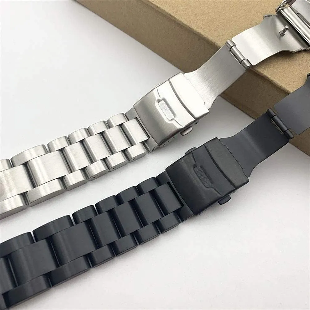 Straps$ Solid Thickening 5.5mm Stainless Steel Bands lighten etch Silver 22mm 24mm 26mm Metal Band Strap Wrist$ Watch Band Replacement (22mm Silver) Watch 