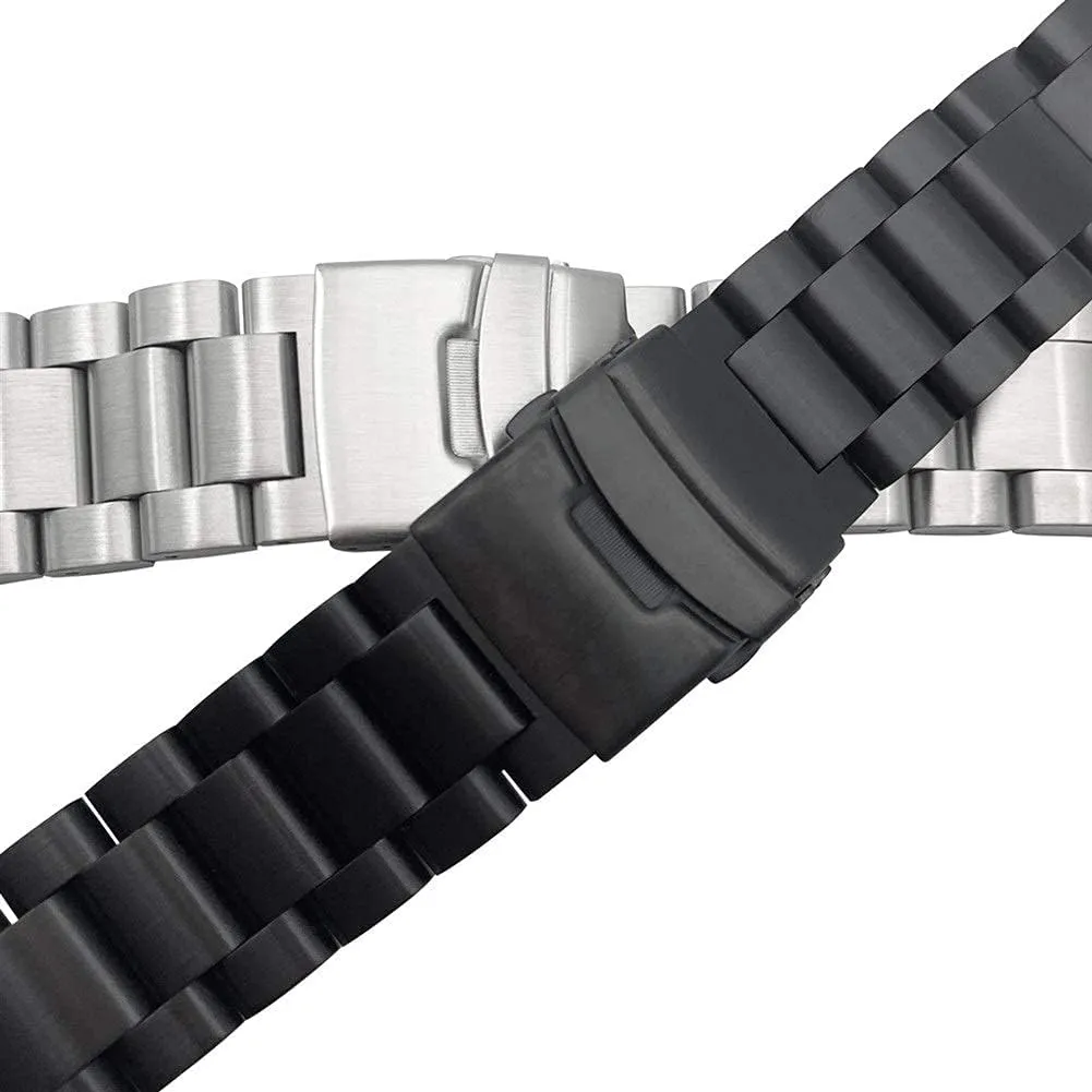 Straps$ Solid Thickening 5.5mm Stainless Steel Bands lighten etch Silver 22mm 24mm 26mm Metal Band Strap Wrist$ Watch Band Replacement (22mm Silver) Watch 