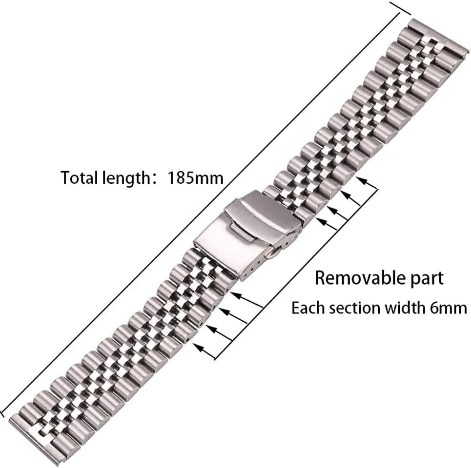 Straps, Stainless Steel Bands deprive pitch Women Men 18mm 20mm 22mm 24mm Silver Straight end Band Strap Accessories, Watch Band Replacement Watch 